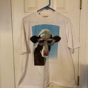 Vintage Tee with Cow with Sunglasses